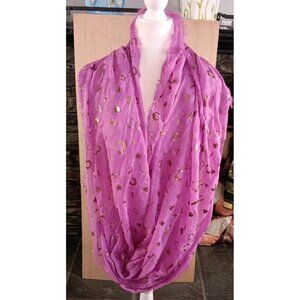 Juicy Couture (OS) Pink Infinity Scarf, Logo Heart Gold Letters New 100% Acrylic